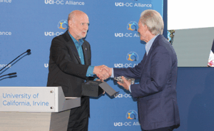 Chancellor Gilman with Dean A. Yoost at the UCI-OC Alliance Spring Meeting