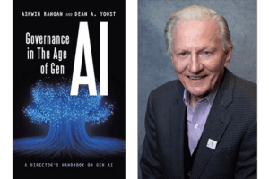 Dean Yoost with his book, Governance in the Age of Gen AI: A Director's Handbook on GEN AI